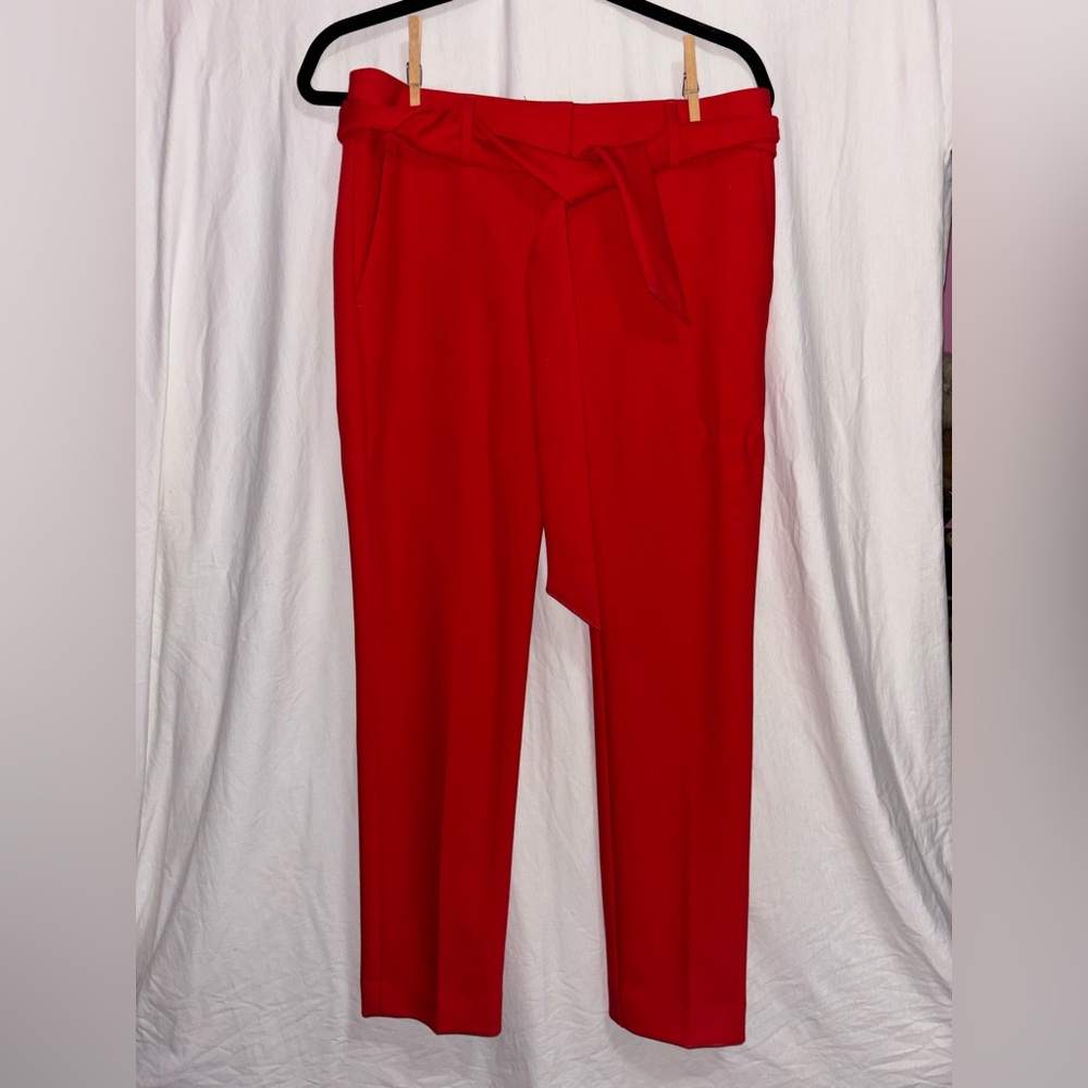 LOFT Red Slim Tie Waist Pants in Marisa Fit Size 2